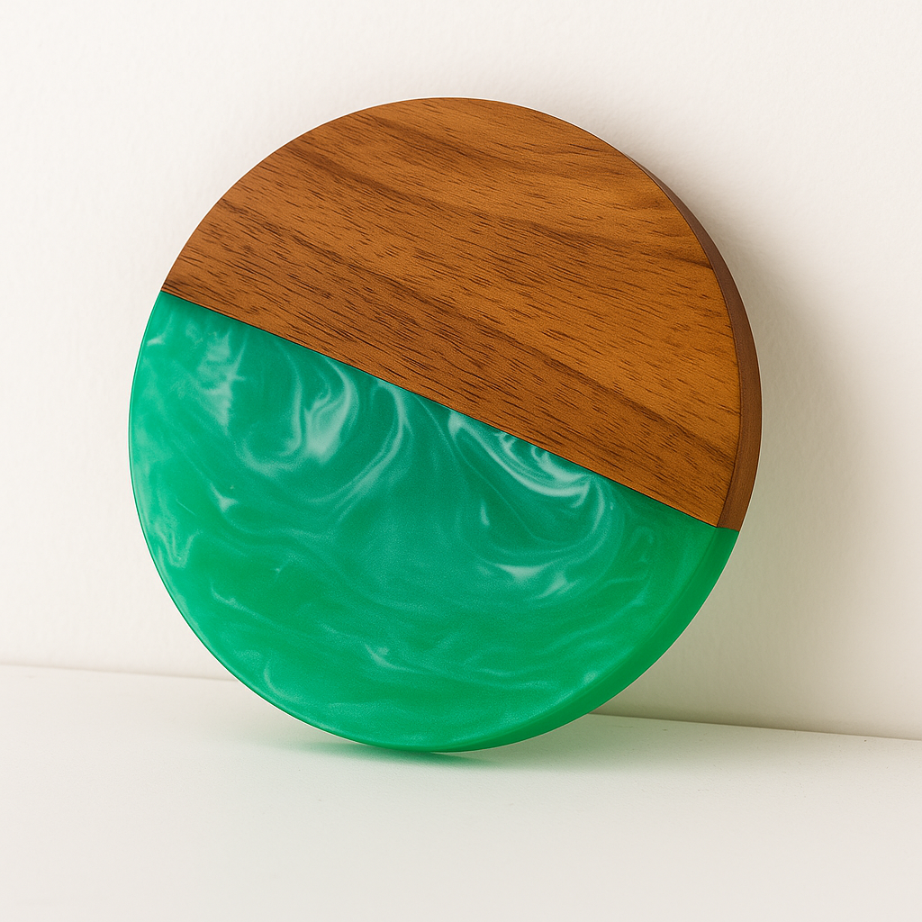 Green Epoxy Resin Wooden Coasters
