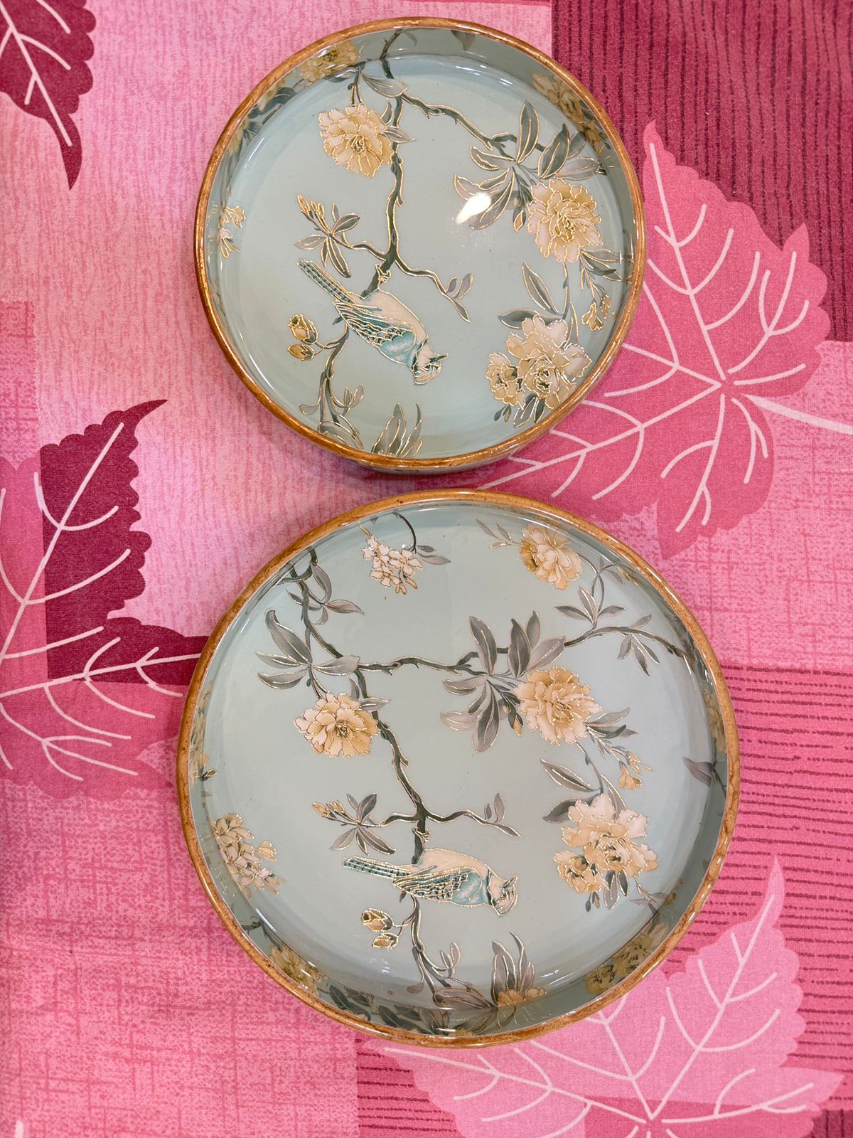 Round Handmade Nested Set of 2 Wood Trays