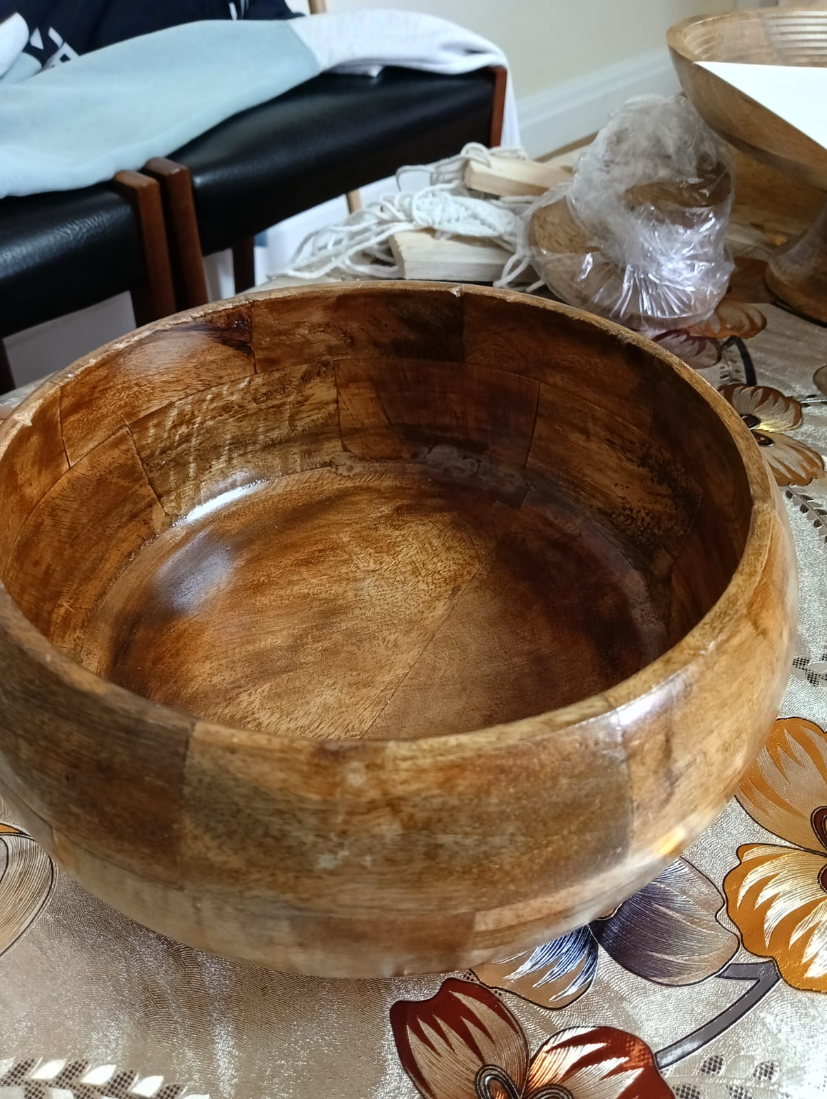 Handcrafted Wooden Large Fruit Salad Bowl