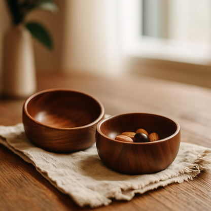 Natural Acacia Wood Small Serving Bowl