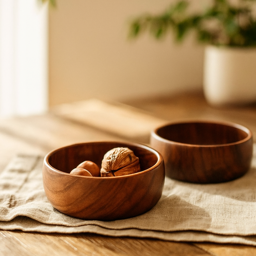 Natural Acacia Wood Small Serving Bowl