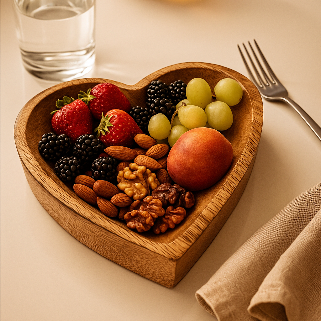Hand Carved Wooden Heart Serving Bowl