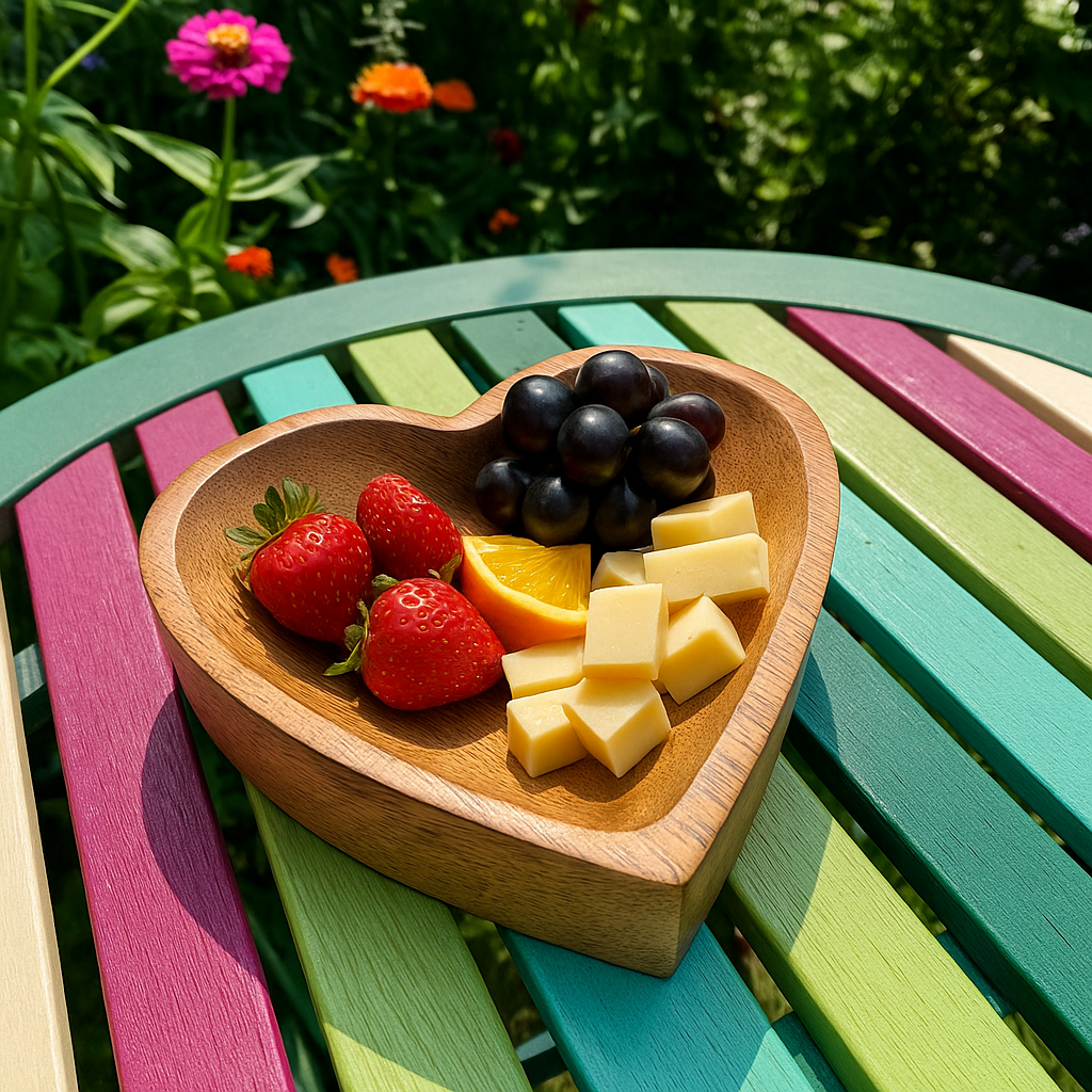 Hand Carved Wooden Heart Serving Bowl