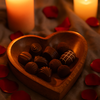 Hand Carved Wooden Heart Serving Bowl