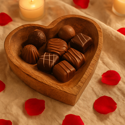 Hand Carved Wooden Heart Serving Bowl