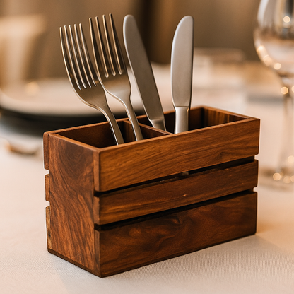 Handmade Acacia Wood Cutlery Organizer