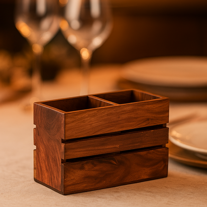 Handmade Acacia Wood Cutlery Organizer