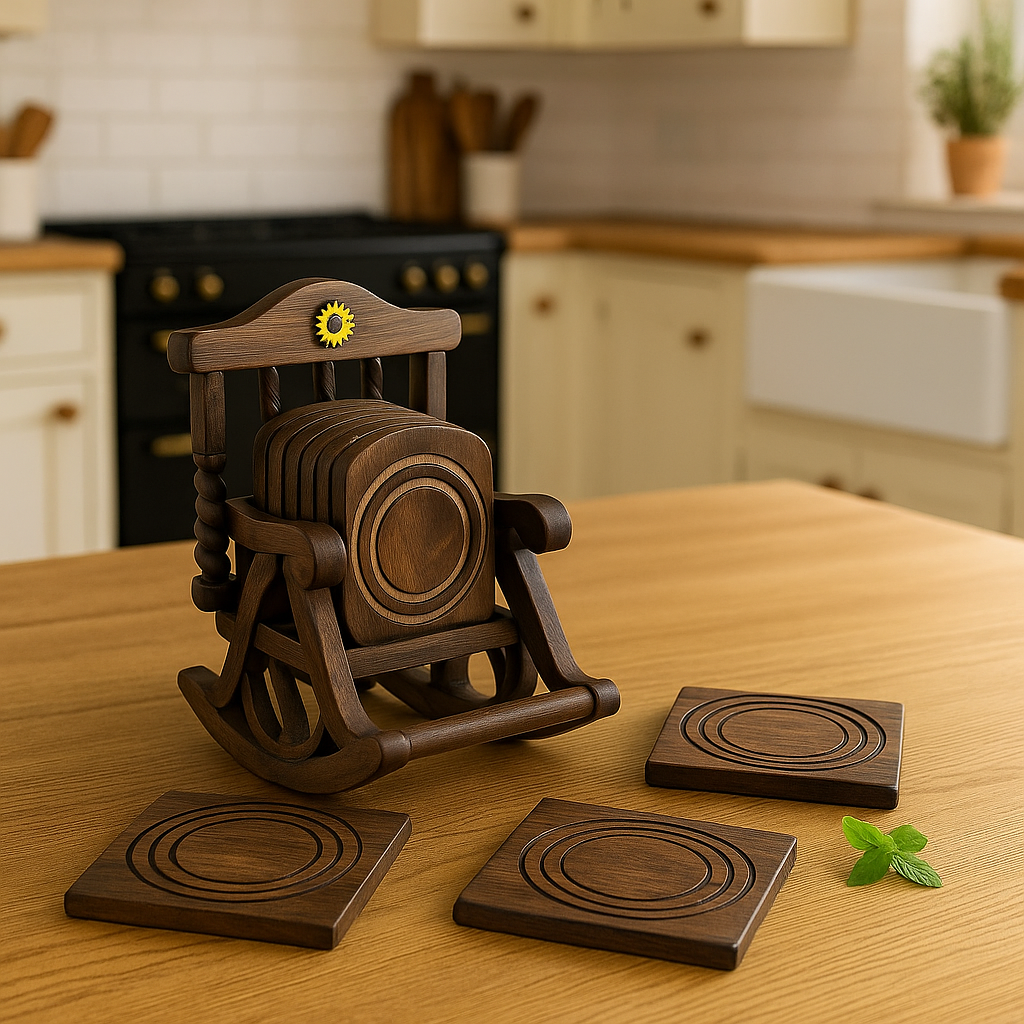 Rustic Wooden Coaster Set of 6