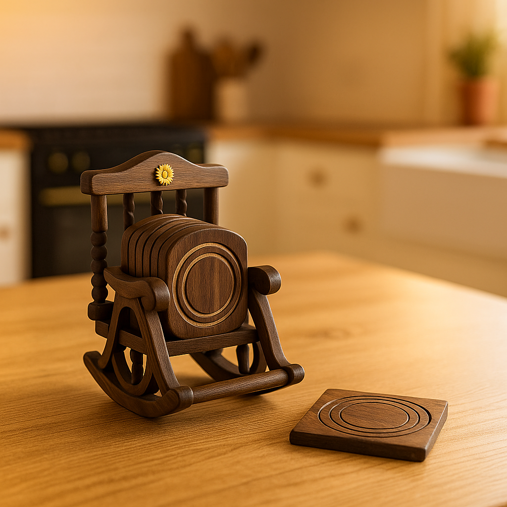 Rustic Wooden Coaster Set of 6