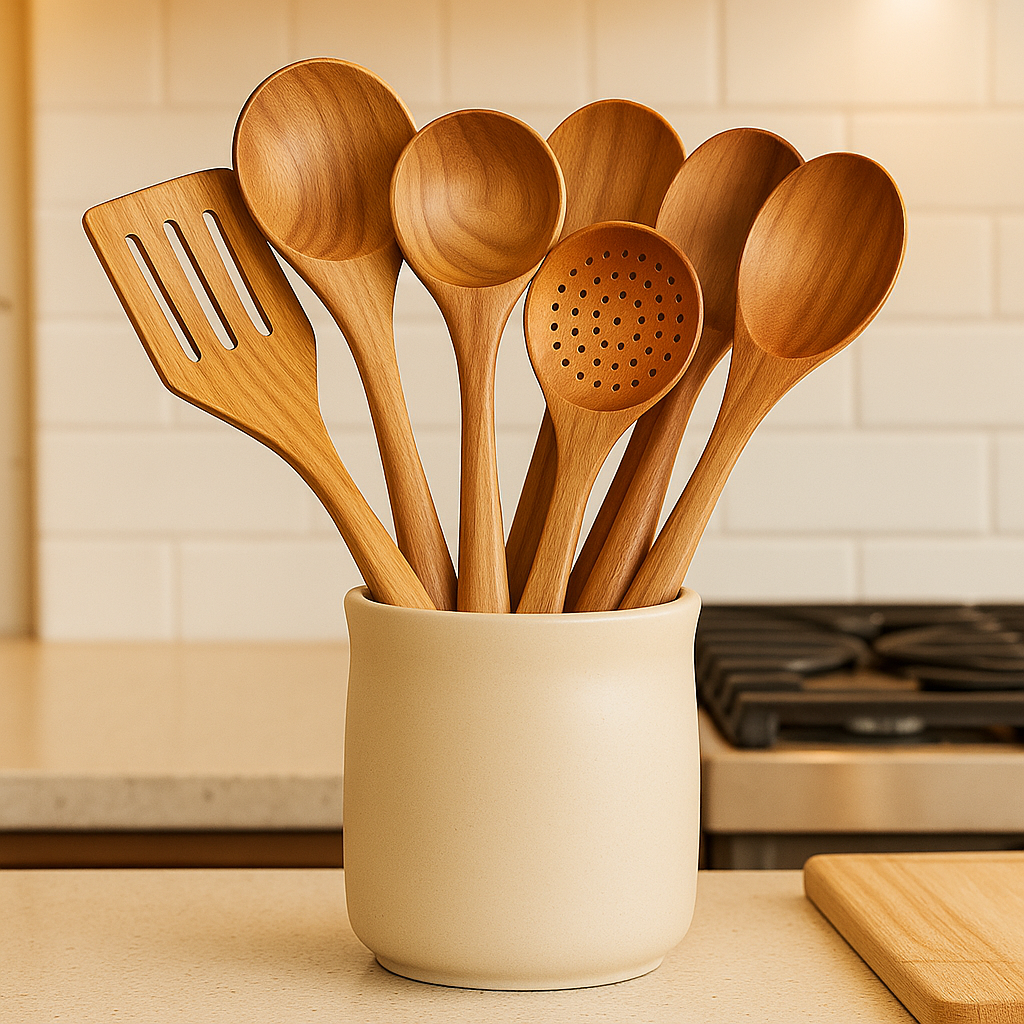 Handmade Engraved Wooden Spoon Set of 9