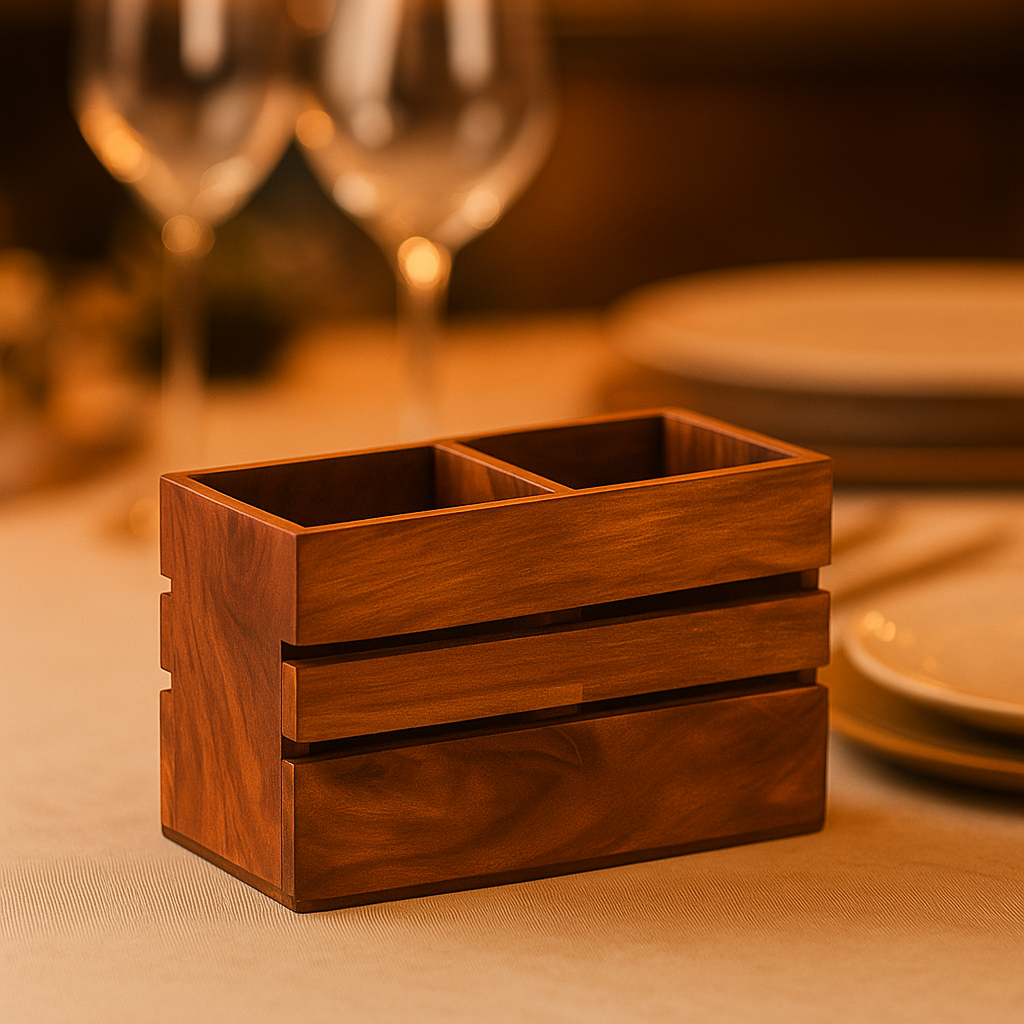 Handmade Acacia Wood Cutlery Organizer