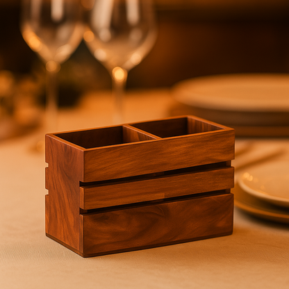 Handmade Acacia Wood Cutlery Organizer