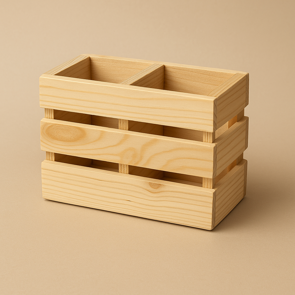 Bright Wooden Cutlery Holder – Multi-Purpose Organizer Box