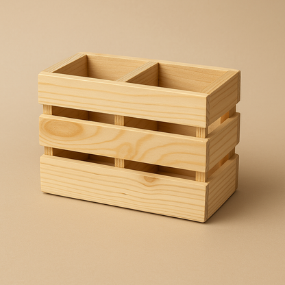 Bright Wooden Cutlery Holder – Multi-Purpose Organizer Box
