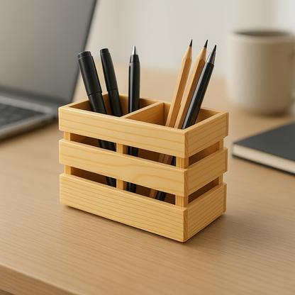 Bright Wooden Cutlery Holder – Multi-Purpose Organizer Box