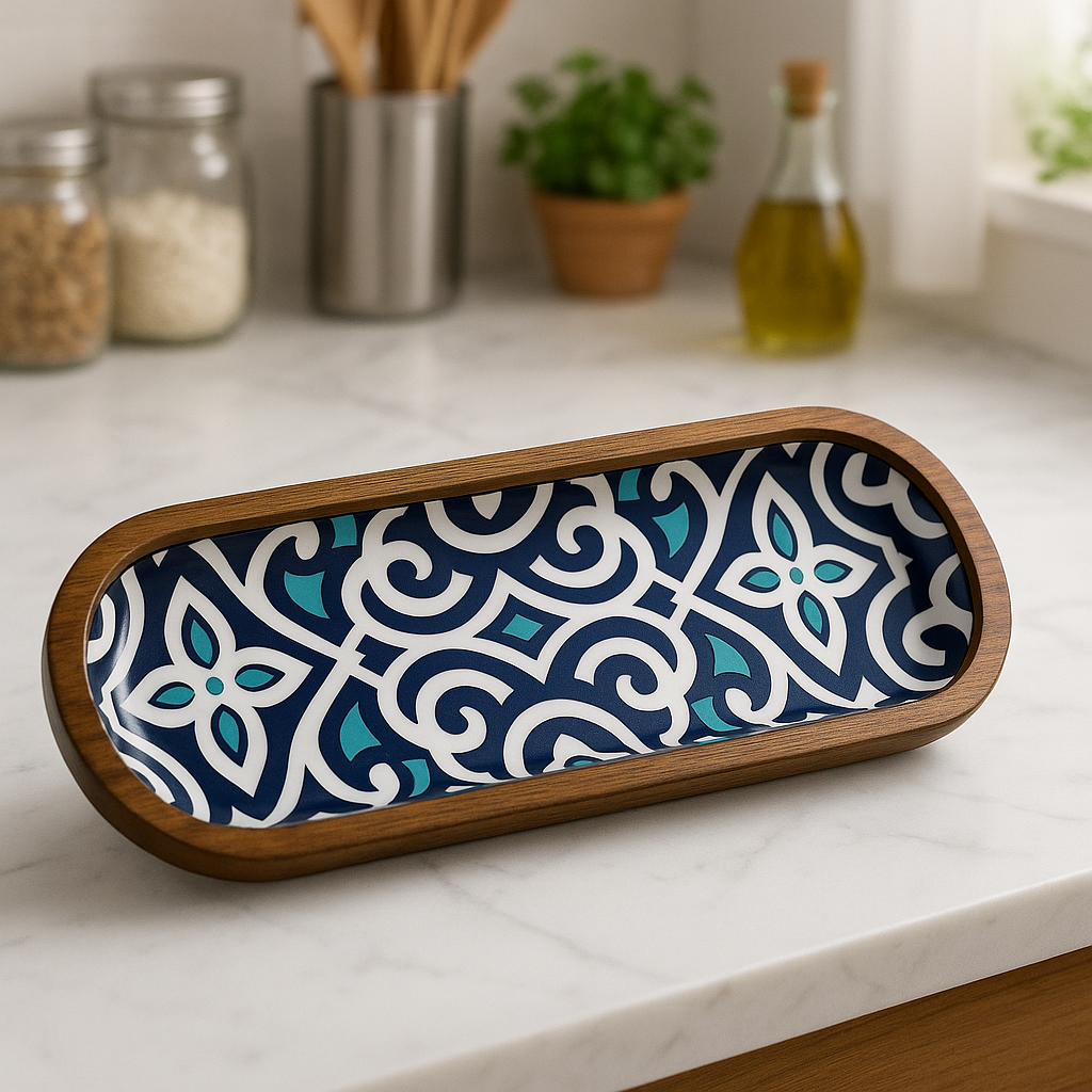 Handcrafted Wooden Ceramic serving tray