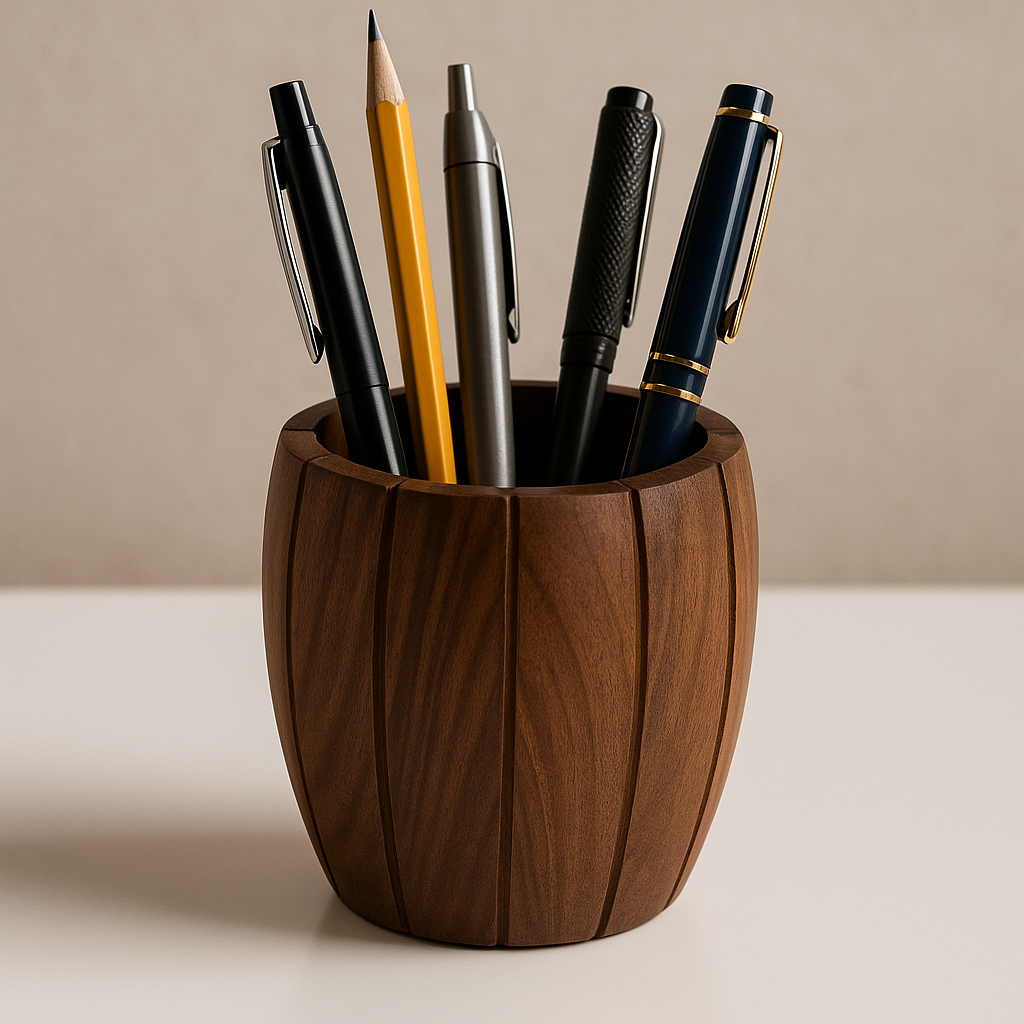 Handmade Walnut Wooden Pen Holder