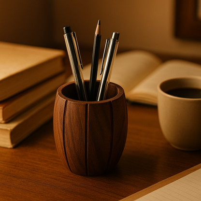 Handmade Walnut Wooden Pen Holder