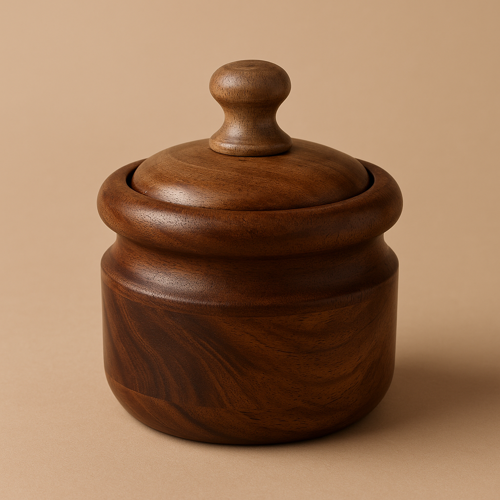 Handcrafted wooden spice jar with led