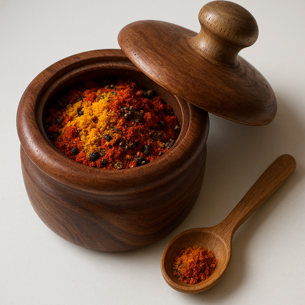 Handcrafted wooden spice jar with led