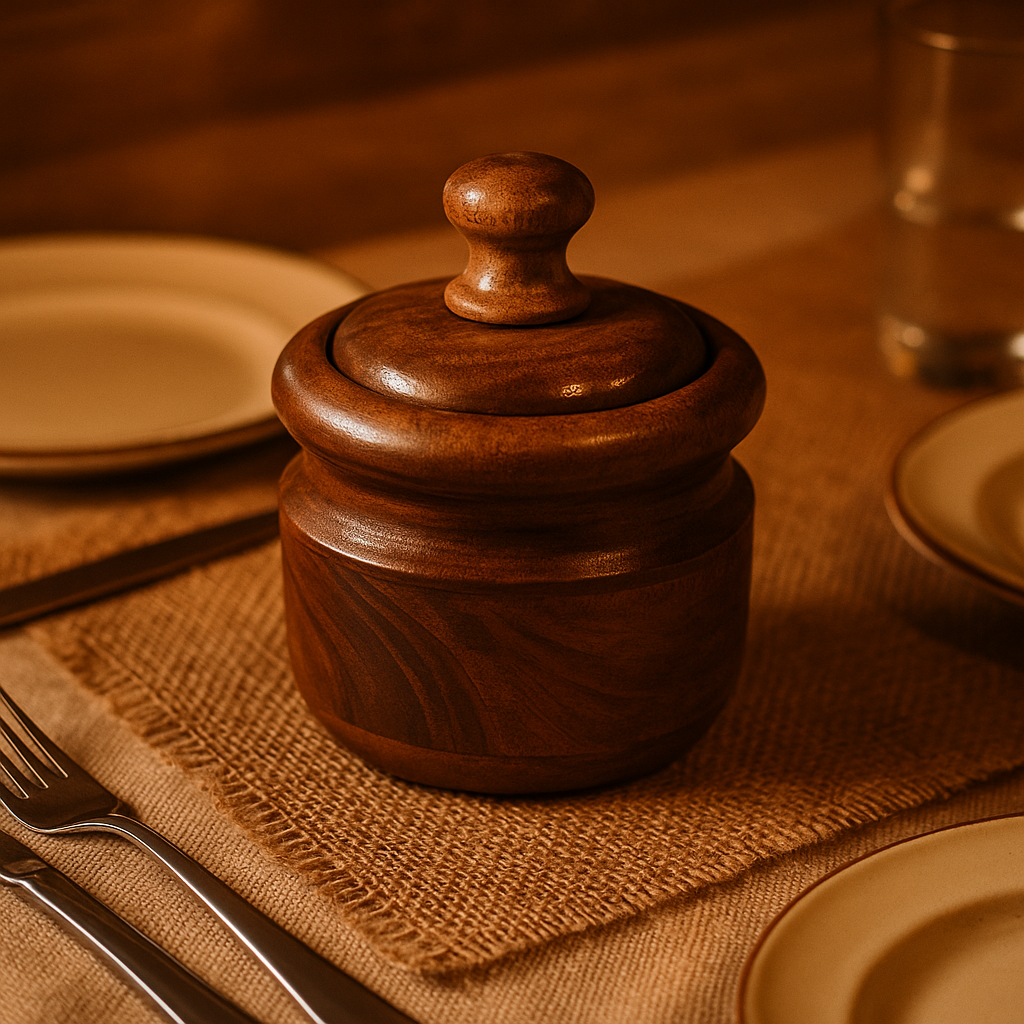 Handcrafted wooden spice jar with led