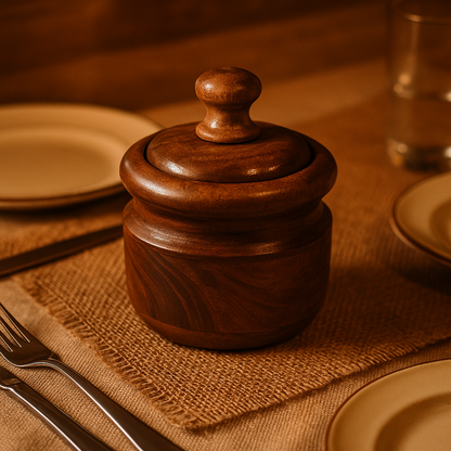 Handcrafted wooden spice jar with led