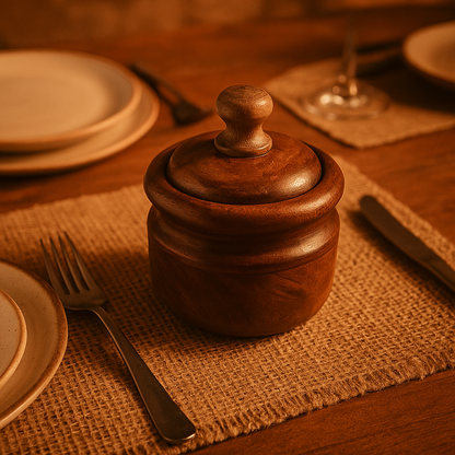 Handcrafted wooden spice jar with led