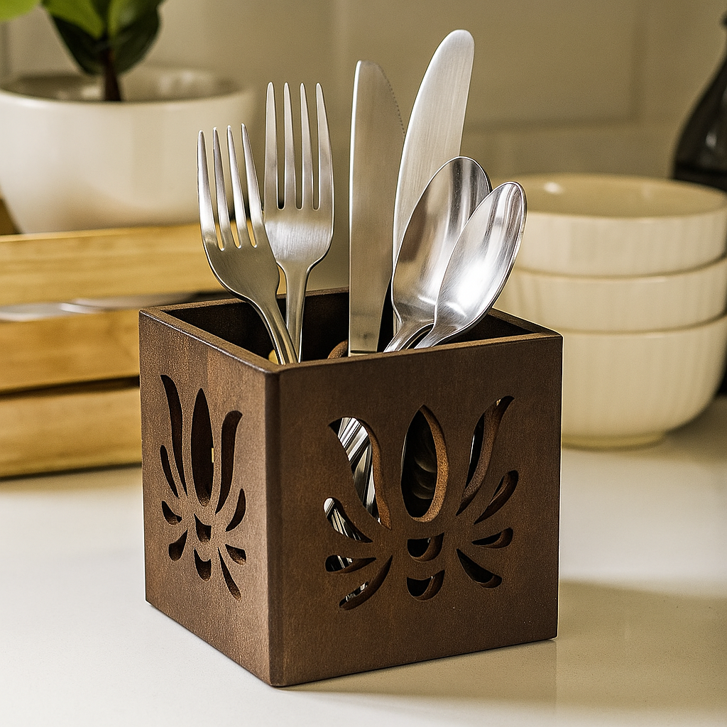 Handmade walnut Cutlery Holder Organiser