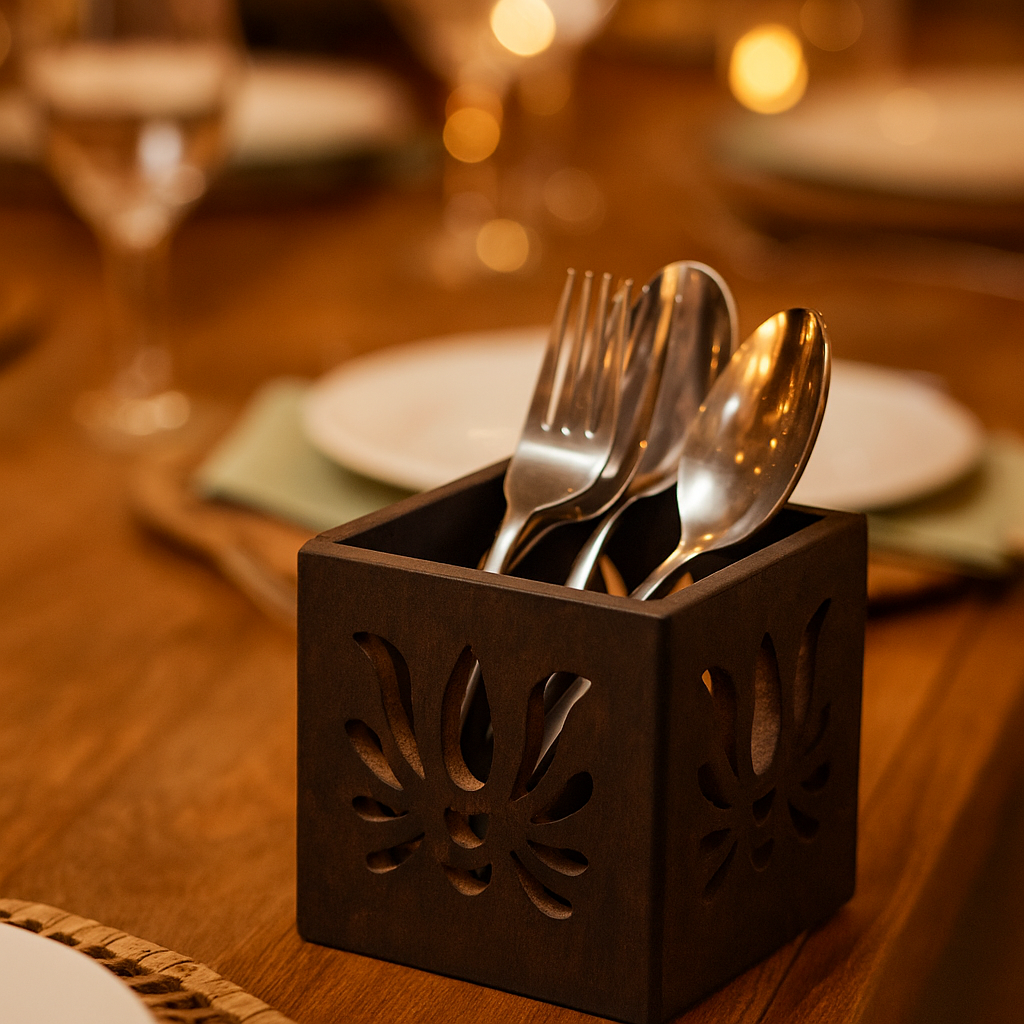 Handmade walnut Cutlery Holder Organiser