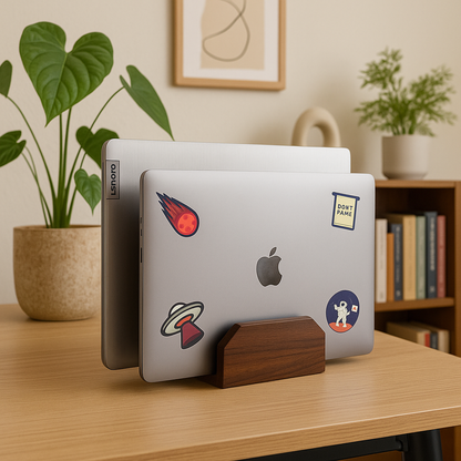 Dual Vertical Wooden Laptop Stand