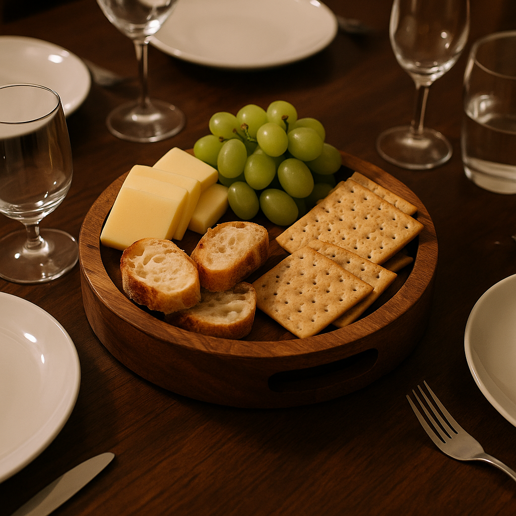 Round small wooden serving platter