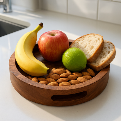 Round small wooden serving platter