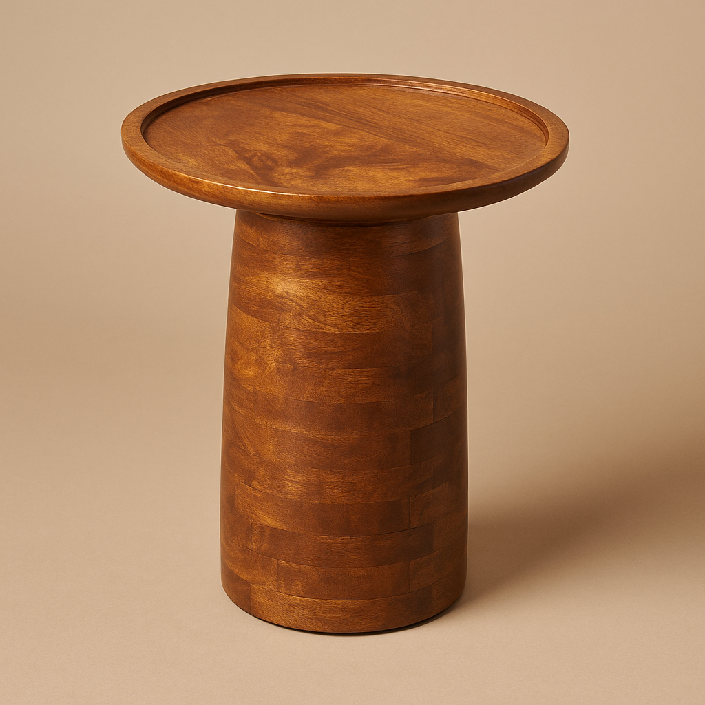 Round Solid Wooden Coffee Table for Indoor and Outdoor Purposes