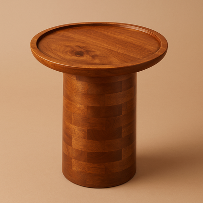 Round Solid Wooden Coffee Table for Indoor and Outdoor Purposes