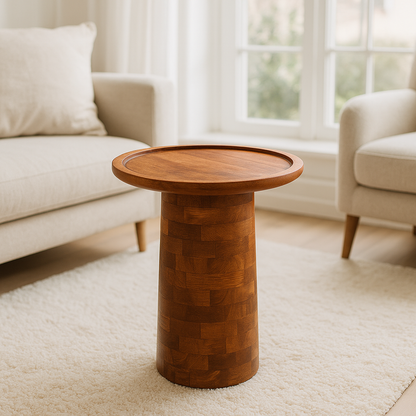 Round Solid Wooden Coffee Table for Indoor and Outdoor Purposes