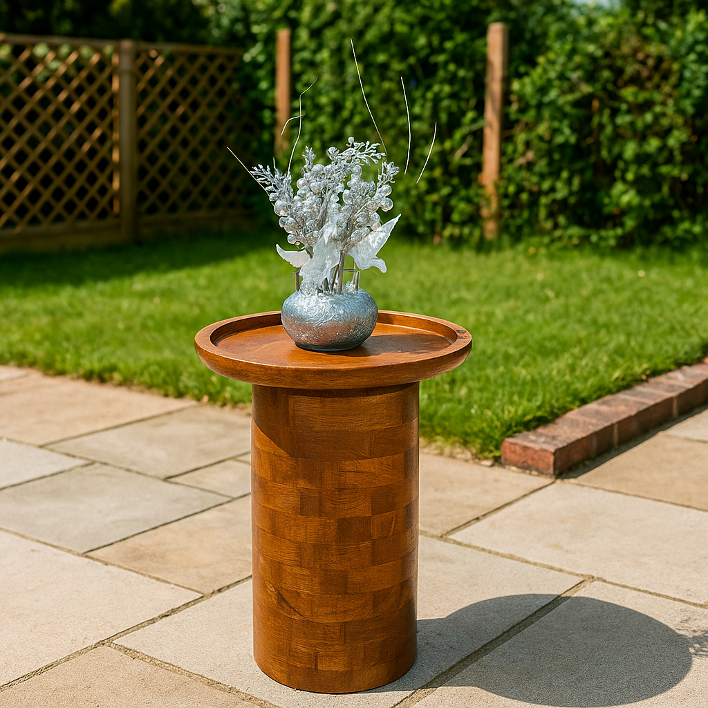 Round Solid Wooden Coffee Table for Indoor and Outdoor Purposes