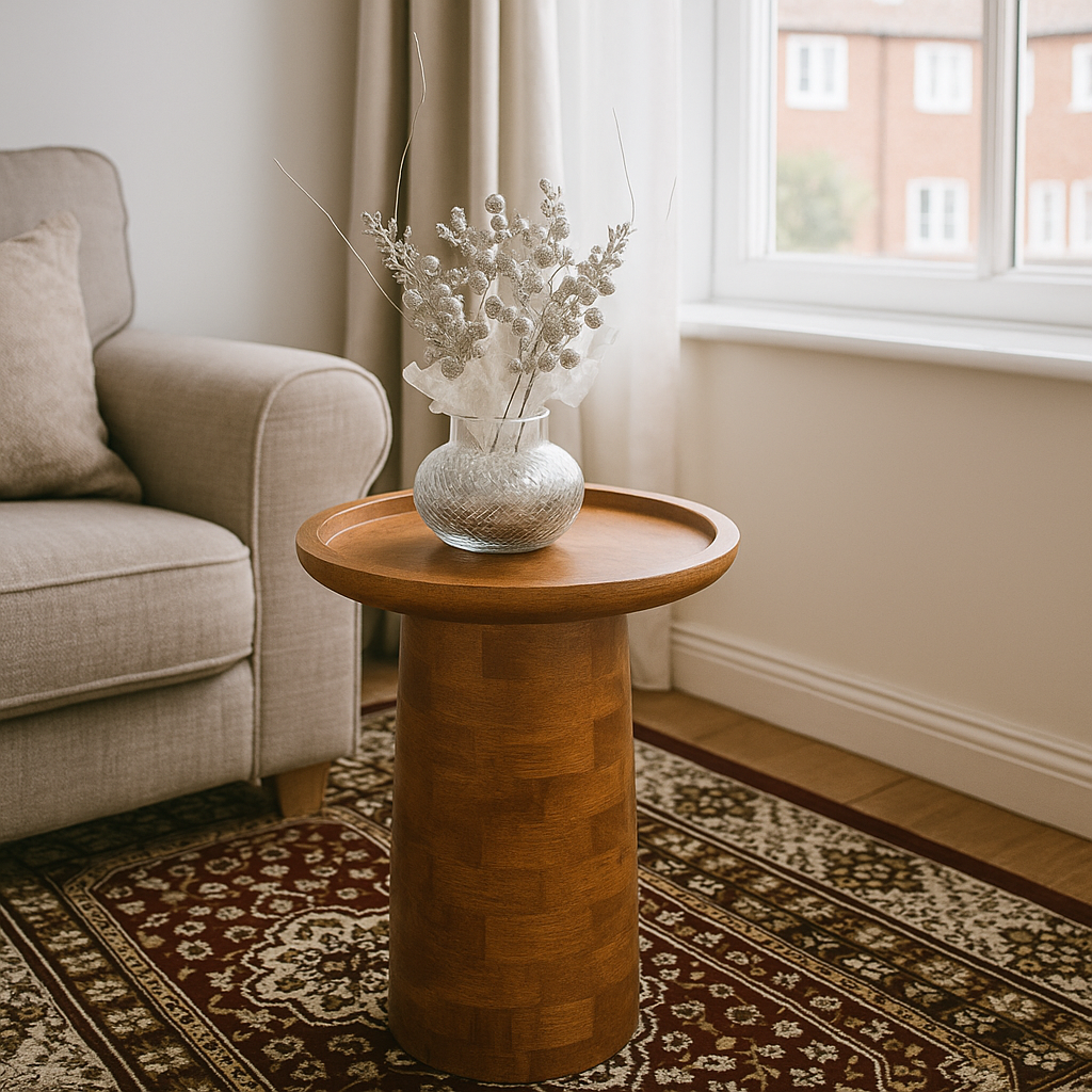 Round rustic Walnut Wooden Table or Indoor & Outdoor
