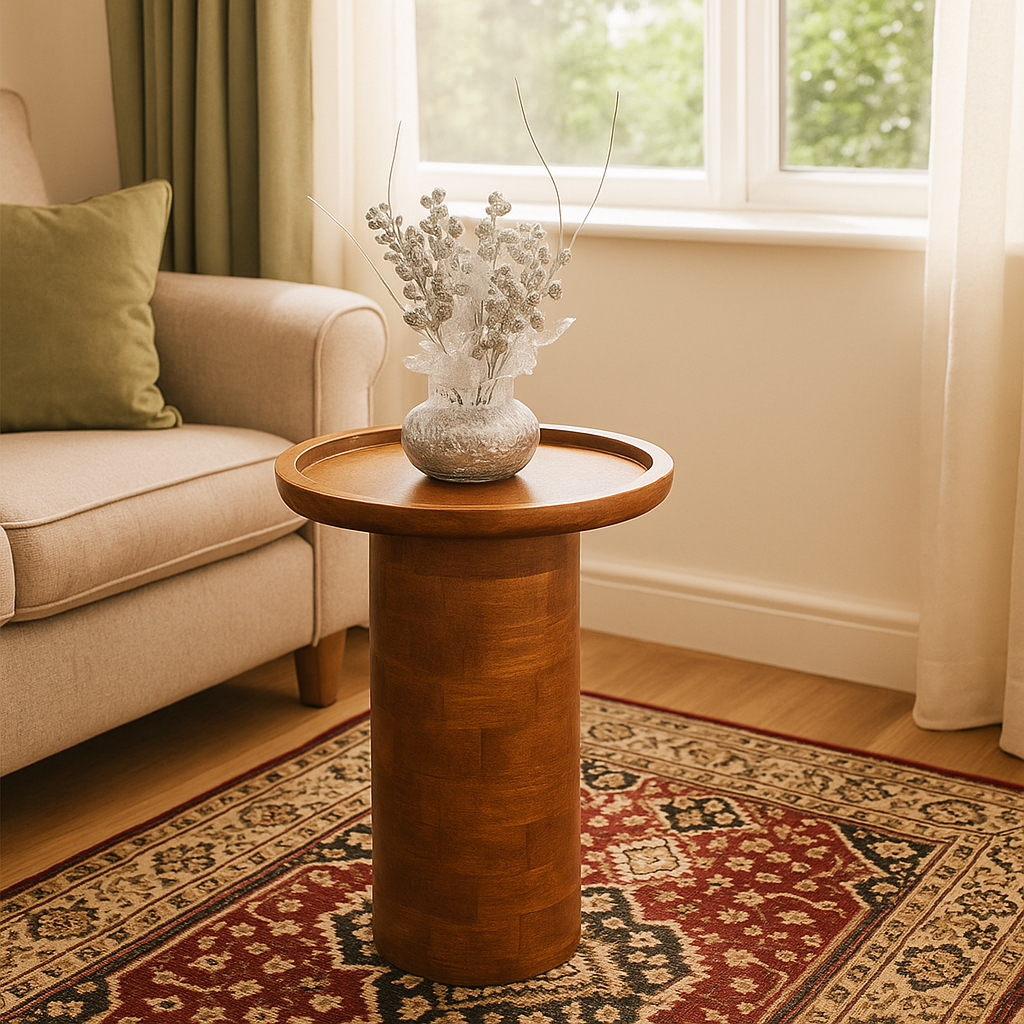Round rustic Walnut Wooden Table or Indoor & Outdoor