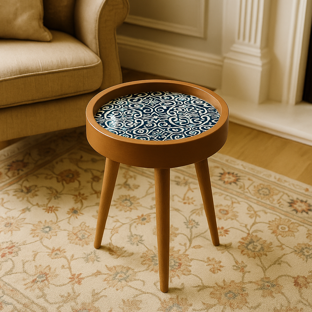 Arabesque Handmade Mango Wood Detachable Legs Resin Side Table