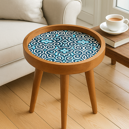 Arabesque Handmade Mango Wood Detachable Legs Resin Side Table