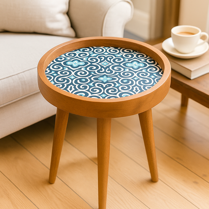 Arabesque Handmade Mango Wood Detachable Legs Resin Side Table