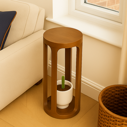 round wood end table