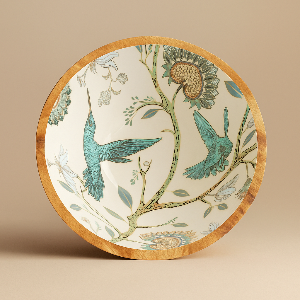 Handcrafted HummingBird Wooden Bowl