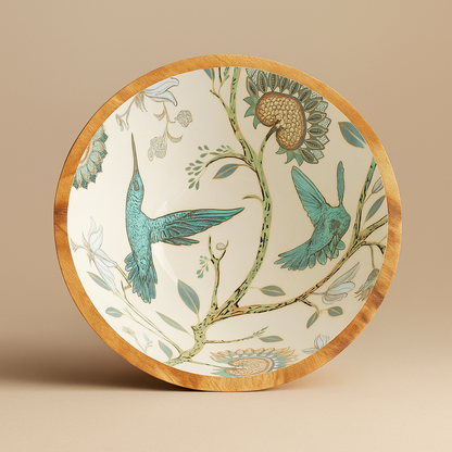 Handcrafted HummingBird Wooden Bowl