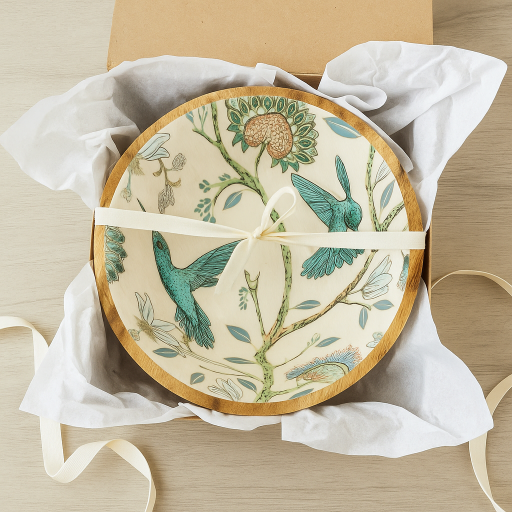 Handcrafted HummingBird Wooden Bowl