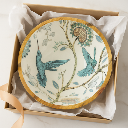 Handcrafted HummingBird Wooden Bowl