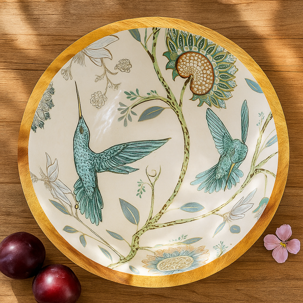 Handcrafted HummingBird Wooden Bowl