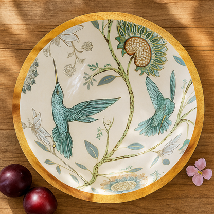 Handcrafted HummingBird Wooden Bowl