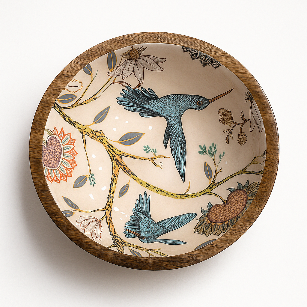 HummingBird Handmade Small Resin wooden Fruit Bowl