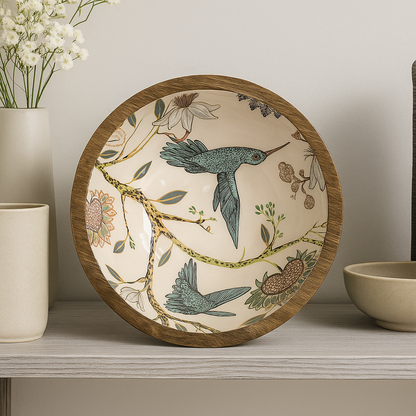 HummingBird Handmade Small Resin wooden Fruit Bowl